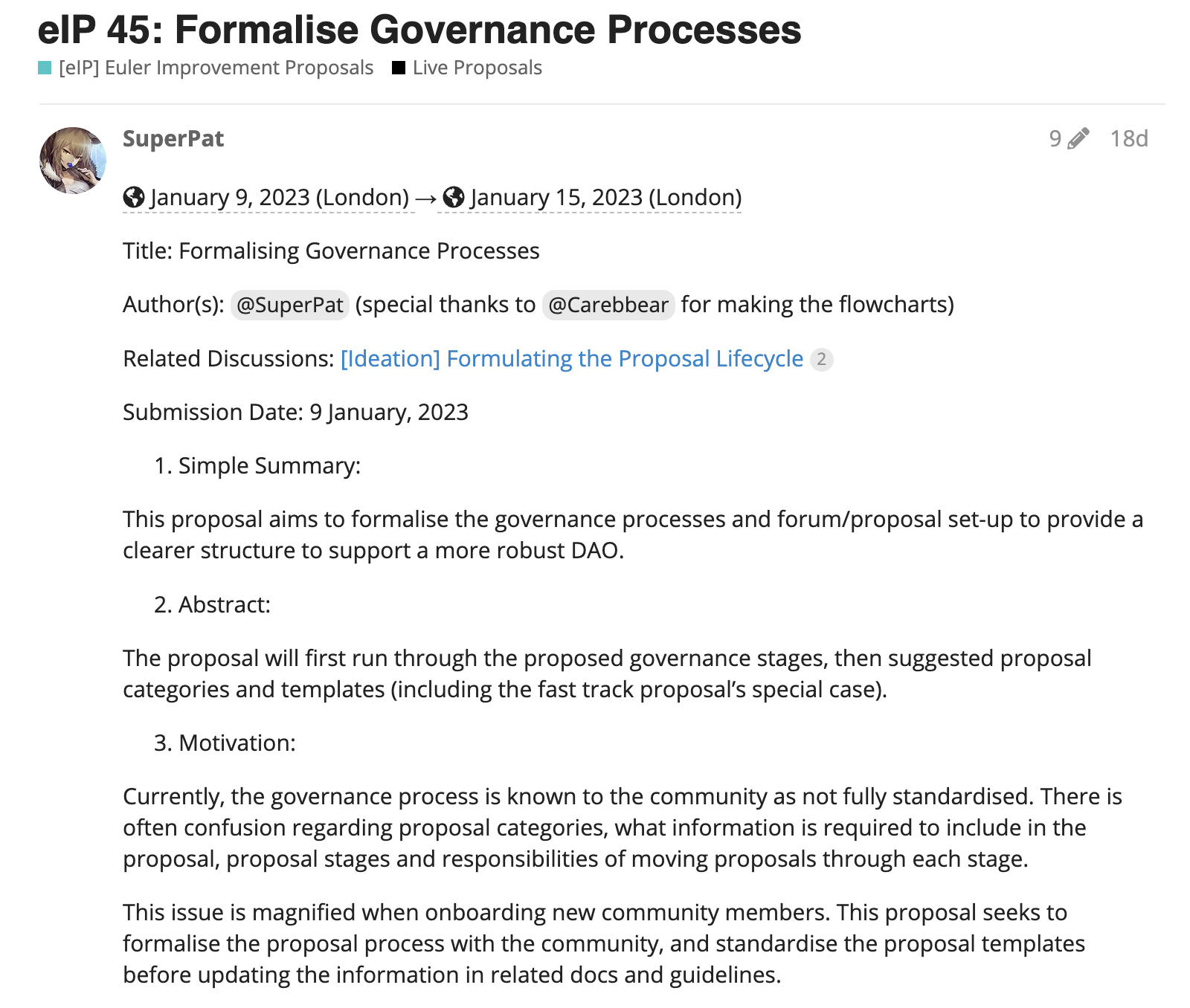 Formalise Governance Processes